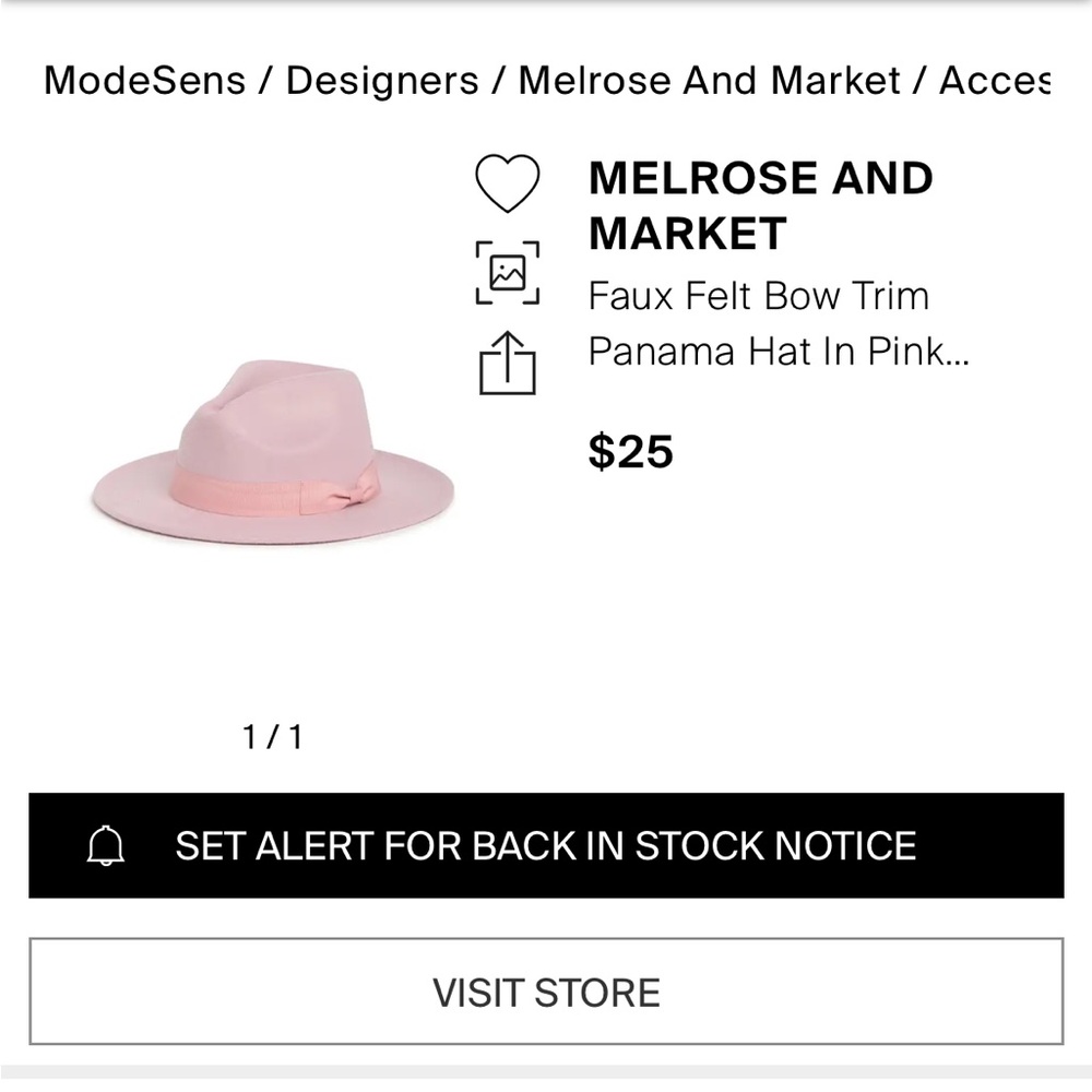 Melrose and Market Pink Panama Hat